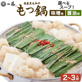 【ふるさと納税】＜選べる スープ＞もつ鍋 一藤 国産 黒毛和牛肉のもつ 2〜3人前 味噌味 ＜または＞ 醤油味 博多もつ鍋 ホルモン鍋 モツ鍋 鍋 セット 牛ホルモン 味噌 みそ 醤油 しょうゆ スープ ちゃんぽん麺 小腸 九州 福岡 冷凍 送料無料12000円 1万2000円