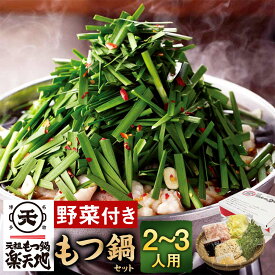 【ふるさと納税】＜冷凍野菜付き＞ 元祖もつ鍋セット【小】2～3人用 元祖もつ鍋 楽天地 もつ鍋 醤油味 牛もつ スープ キャベツ ニラ ちゃんぽん麺 ホルモン ホルモン鍋 もつ モツ セット 野菜 鍋セット 冷凍 送料無料