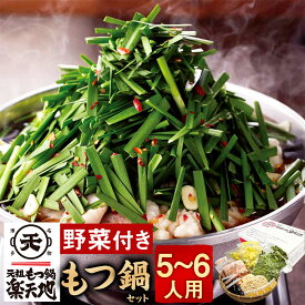 【ふるさと納税】＜冷凍野菜付き＞ 元祖もつ鍋セット【大】5～6人用 元祖もつ鍋 楽天地 もつ鍋 醤油味 牛もつ スープ キャベツ ニラ ちゃんぽん麺 ホルモン ホルモン鍋 もつ モツ セット 野菜 鍋セット 冷凍 送料無料