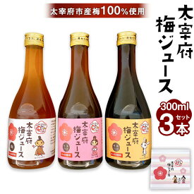 【ふるさと納税】太宰府梅ジュース 3種類 スタンダード・黒糖・紅茶 各300ml 3本セット 詰め合わせ 箱入り 太宰府市産梅100%使用 セット 手作り ジュース 梅プロジェクト 梅ドリンク うめ ドリンク 飲み物 福岡県産 国産 福岡県 太宰府市 送料無料