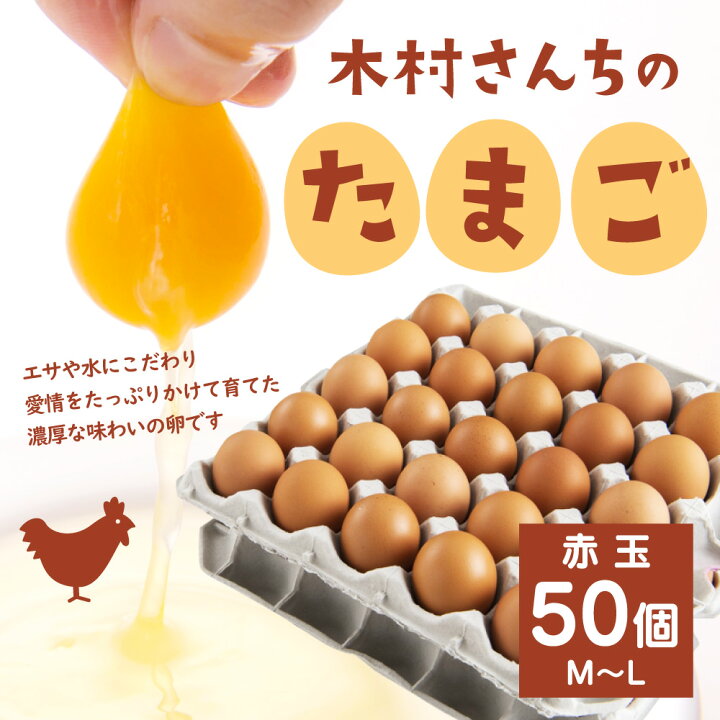 楽天市場 ふるさと納税 木村さんちのたまご 赤玉50個 M L 九州産 卵 玉子 玉子焼き たまごかけごはん 生卵 濃厚卵 鶏卵 送料無料 福岡県古賀市