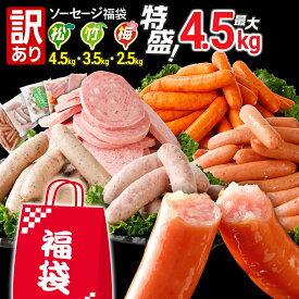 【ふるさと納税】訳あり ソーセージ福袋 おかず 惣菜 ウインナー ソーセージ 選べる 3種セット 4種セット 5種セット 2.5kg 3.5kg 4.5kg 大容量 特盛 粗挽き 食べ比べ 冷凍 ストック おつまみ 博多の薫り やみつきJUMBO あらびき大将 バジル＆パセリポークウインナー ボロニア