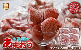 【ふるさと納税】摘みたて瞬間★冷凍あまおう 小分けパック 合計1kg （250g×4パック） あまおう 冷凍あまおう 苺 いちご イチゴ フルーツ 果実 果物 冷凍フルーツ 冷凍いちご 無添加 スムージー 国産 福岡県 福津市 送料無料 [Z0106]