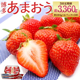 【ふるさと納税】【年3回定期便】 博多あまおう 4パック 約1120g 合計約3360g 国産 九州 福岡県産 イチゴ いちご 苺 果物 くだもの フルーツ 予約 送料無料 【2026年2～4月発送】 [G5342a]
