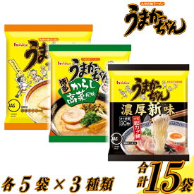【ふるさと納税】うまかっちゃんセット　15食（3種類✕各5食）[M244P1-4]　ラーメン 豚骨 インスタント 乾麺 即席麺 拉麺 保存食 九州 濃厚新味 高菜