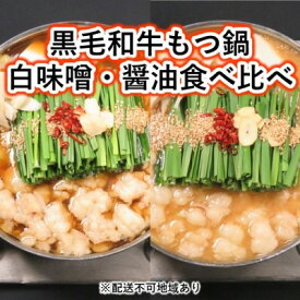 【ふるさと納税】黒毛和牛もつ鍋 食べ比べ 白味噌・醤油 セット【配送不可：離島】 お肉 牛肉 鍋セット モツ鍋
