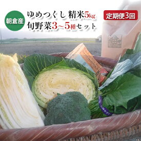 【ふるさと納税】定期便 3回 米 5kg 季節野菜 セット 精米 ゆめつくし　【定期便・お米・野菜・セット・詰合せ・上白米・低温保存米・お野菜セット・精米】