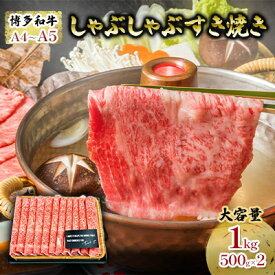 【ふるさと納税】牛肉 厳選部位 合計1000g しゃぶしゃぶ すき焼き 500g×2p 博多和牛 A4～A5 セット 配送不可 離島　【朝倉市】　お届け：入金確認後2週間～1カ月。