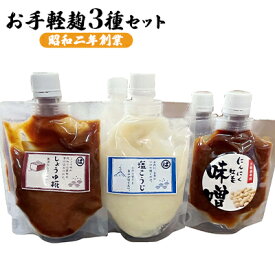 【ふるさと納税】麹 調味料 お手軽麹3種セット 各2個　【 調味料セット 味付け 料理 調理 発酵食品 にんにく生姜みそ しょうゆ糀 塩こうじ 】