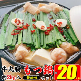 【ふるさと納税】もつ鍋 セット 醤油 約20人前 牛 丸腸 2000g（牛丸腸 200g×10p）濃縮 スープ 50g×10p モツ鍋 肉 もつ 牛肉 お肉 配送不可 離島 鍋物 鍋料理 冬 夕飯 晩御飯 集まり 鍋パーティー 忘年会