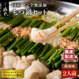 【ふるさと納税】【お歳暮対象】【本場博多で歴史のある 博多 浜や】国産 ・ 完全 無添加 もつ鍋 セット（約2人前） しょうゆ味 糸島市 / 博多 浜や [AFF003] 15000円 1万5千円