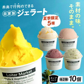 【ふるさと納税】【夏季限定】ジェラートカップ 10個セット 5種類×各2個 (マンゴー/糸島甘夏/グァバブレンド/アサイーブレンド/キウイ) 糸島市 / Loiter Market lABO ロイターマーケット[AGD036] 1万9千円19000円