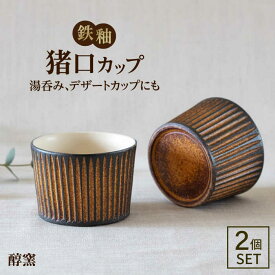【ふるさと納税】鉄釉 猪口カップ 2個セット 糸島市 / 醇窯[AOE007] そばちょこ やきもの ペア コップ セット 20000円 2万円