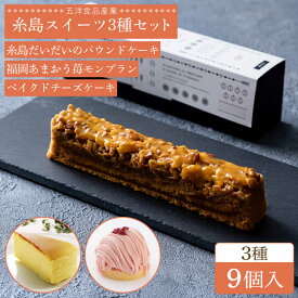 【ふるさと納税】糸島スイーツ3種9個セット【B】（糸島だいだいのパウンドケーキ・福岡あまおう苺モンブラン・ベイクドチーズケーキ）《糸島》【五洋食品産業】 [AQD026] 12000円