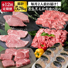 【ふるさと納税】【全12回 定期便 】 糸島 黒毛和牛 食べ比べ 合計5.78kg ヒレ ランプ カルビ バラ サーロイン シャトーブリアン モモ ハンバーグ 【糸島ミートデリ工房】 [ACA111] 黒毛和牛 冷凍配送 200000円 20万円