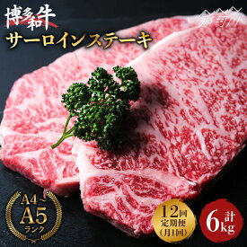 【ふるさと納税】【全12回定期便】大満足！ 博多和牛 牛肉 サーロイン ステーキ 500g（250g×2）＜肉のくまもと屋＞那珂川市 定期便 牛肉 肉 黒毛和牛 ブランド牛 国産 BBQ バーベキュー [GBI035]