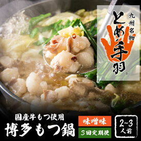 【ふるさと納税】【全3回定期便】九州名物 とめ手羽 博多 もつ鍋 セット 味噌味 2-3人前＜株式会社フェリックス＞那珂川市 定期便 もつ鍋 モツ鍋 もつなべ もつ鍋セット もつ 鍋 国産 牛 モツ とめ手羽 [GCE005]