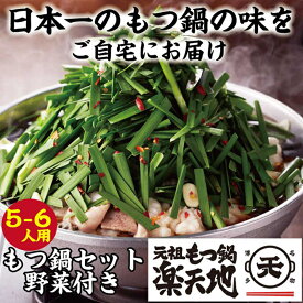 【ふるさと納税】［ 楽天地 ］【冷凍野菜付き】1077万人が食べた！福岡店舗数No.1 もつ鍋の元祖 元祖もつ鍋 5～6人用セット RT006-1 ～ 大容量 国産 牛モツ 900g ～【 福岡県 須恵町 】