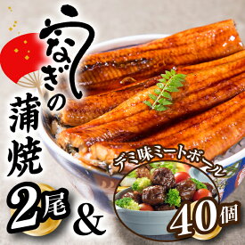 【ふるさと納税】うなぎの蒲焼2尾＆デミ味ミートボール40個【新宮町Aセット】鰻 たれ 山椒 お弁当 小分け 便利.AB255