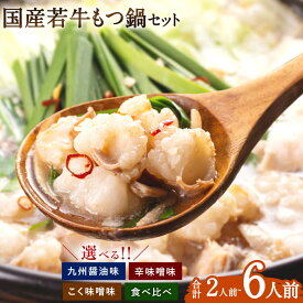 【ふるさと納税】＜選べる 種類 容量＞博多菊ひら 厳選 国産若牛もつ鍋 九州醤油味 こく味噌味 辛味噌味 食べ比べ 2人前～合計6人前 国産 ちゃんぽん麺 もつ鍋 ホルモン鍋 ちゃんぽん麺 鍋セット もつなべ 福岡 グルメ お取り寄せ 冷凍 送料無料