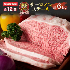 【ふるさと納税】【毎月定期便】【A4～A5】博多和牛サーロインステーキ　500g[250g×2枚]全12回　送料無料 博多和牛 牛肉 名産品 お取り寄せ お取り寄せグルメ AO076