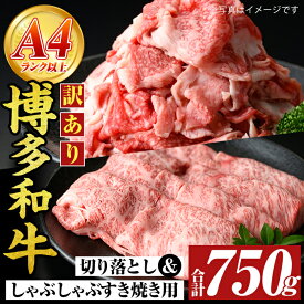 【ふるさと納税】＜訳アリ＞【A4〜A5】博多和牛しゃぶしゃぶすき焼きセット(750g) 国産 九州産 福岡県産 牛肉 和牛 黒毛和牛 すきやき スキヤキ お肉 スライス 切り落とし【MEAT PLUS】