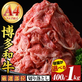 【ふるさと納税】≪容量選べる≫【A4〜A5】博多和牛切り落とし(計400g~1kg) 国産 九州産 福岡県産 牛肉 和牛 黒毛和牛 お肉【MEAT PLUS】