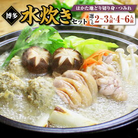 【ふるさと納税】博多水炊き はかた地どり 切り身・つみれ セット 〈選べる〉 2～3人前 または 4～6人前 水炊き 鍋 なべ 地どり 鶏ガラスープ セット 柚子胡椒 博多名物 郷土料理 鶏団子 ヘルシー 福岡県 送料無料