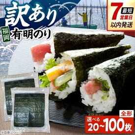 【ふるさと納税】【選べる容量】福岡有明のり　【竹】 訳あり　焼き海苔　全形20枚～100枚 桂川町/株式会社木村食品[ADCG001]