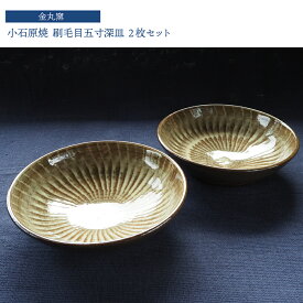 【ふるさと納税】小石原焼 刷毛目五寸深皿 2枚セット【金丸窯】直径 約15cm