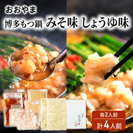 【ふるさと納税】おおやま 博多 もつ鍋 みそ味・しょうゆ味 各2人前 計4人前