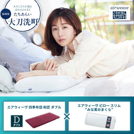 【ふるさと納税】【大刀洗町限定】エアウィーヴ 四季布団 和匠 ダブル × エアウィーヴ ピロー スリム“みな実のまくら” セット