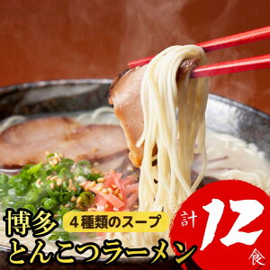 【ふるさと納税】博多とんこつラーメン 12食分!4種類の博多豚骨スープ付き ラーメン