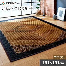 【ふるさと納税】 九州産 い草ラグカーペット ラグ 抗菌防臭 い草ラグDX組子 約191×191cm ブラウン 不織布 抗菌 ヒバエッセンス加工 い草 いぐさ 九州産 い草ラグ おすすめ 福岡県 大木町 株式会社イケヒコ・コーポレーション AA115