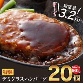 【ふるさと納税】 ＼合計3.2kg／160gのハンバーグが20個も！ 特製 フォン・ド・ヴォー デミグラスソース ハンバーグ 160g× 20袋 鉄板焼 デミソース 20 個 温めるだけ レトルト 冷凍 お取り寄せ 福岡 3P5