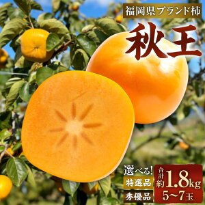 【ふるさと納税】<選べる 種類>福岡県ブランド柿 秋王 5-7玉 約1.8kg 特選品(化粧箱入り) または 秀優品 種無し 【2025年11月上旬-12月上旬発送予定】 柿 種なし 福岡県産 九州産 国産 果物