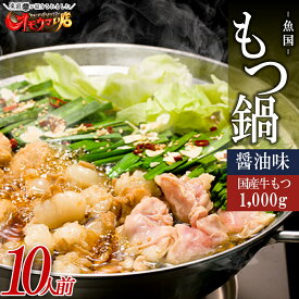 【ふるさと納税】国産 牛 もつ鍋 10人前 醤油 各 5人前 国産 牛モツ1kg 大容量 しょう油 お取り寄せ お取り寄せグルメ 食品 冷凍 ランキング おつまみ もつなべ モツ ホルモン 鍋 魚国 送料無料 福岡県 福岡 博多 赤村 3T1