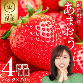 【ふるさと納税】福岡県産 あまおう 約 270 g × 4P いちご イチゴ 苺 あまおう デザート 果物 くだもの フルーツ ジャム にも ケーキ にも 先行予約 数量限定 送料無料 福岡 赤村 3W12