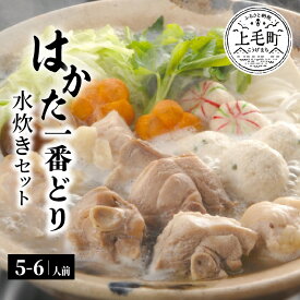 【ふるさと納税】水炊き セット 5～6人前 福岡県産 はかた一番どり ぶつ切り もも肉 つみれ 濃厚 白濁 スープ 特製ポン酢 本場 博多 旨み 弾力 かぶりつける大きさ 鍋 鍋料理 お取り寄せ お取り寄せグルメ 送料無料