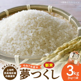【ふるさと納税】【令和7年産 新米】 厳選米 夢つくし 3kg 上毛町尻高地区産 米 お米 白米 ブランド米 無洗米 ご飯 白飯 おにぎり おむすび 弁当 主食 食品 九州 福岡県 上毛町 お取り寄せ 送料無料