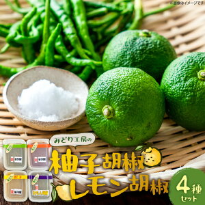 【ふるさと納税】みどり工房 柚子胡椒 レモン胡椒 4種類 セット 各60g 緑 マイルド 赤 辛口 黄 激辛 とうがらし 上毛町産 レモン 柚子 胡椒 調味料 薬味 香り コク 酸味 料理 冷凍 お取り寄せ