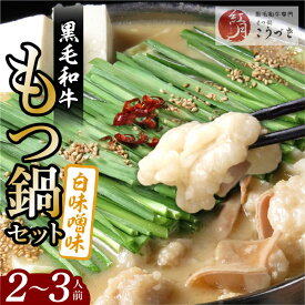 【ふるさと納税】もつ鍋 白味噌味 2～3人前 もつ鍋セット 九州産 黒毛和牛モツ 白味噌もつ鍋 ちゃんぽん麺 福岡県 上毛町 こうづき お取り寄せ お取り寄せグルメ 鍋 ご当地グルメ 自家製出汁 濃縮白味噌スープ セット 送料無料