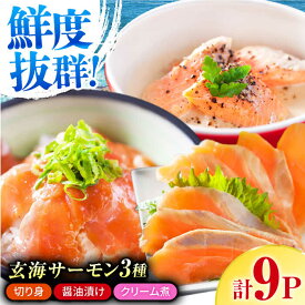 【ふるさと納税】玄海サーモン3種詰合せ（切り身、醤油漬け、クリーム煮） / サーモン 刺し身 漬け丼 クリーム煮 / 佐賀県 [41AECT005]
