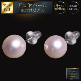 【ふるさと納税】艶エレガント9mmアコヤ真珠直付けピアス：C184-011