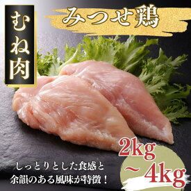 【ふるさと納税】みつせ鶏 正肉むね 選べる2kg・4kg：B145-017