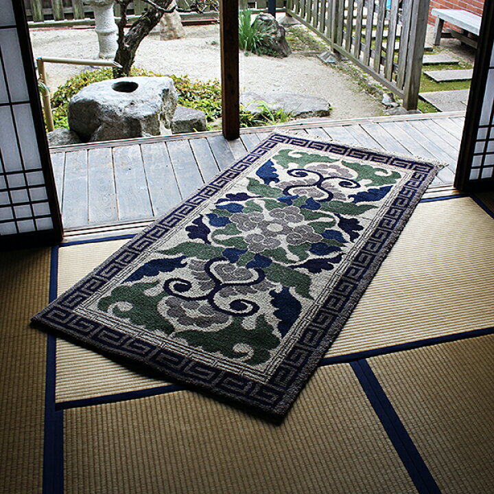 楽天市場】【ふるさと納税】鍋島緞通【手織り】95×191cm 蟹牡丹文縁二 