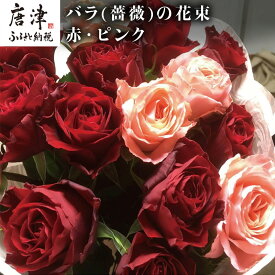 【ふるさと納税】バラ(薔薇)の花束 赤・ピンク系15本入り 贈答 プレゼント 贈り物へ 「2024年 令和6年」