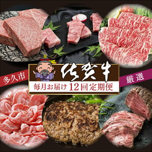 【ふるさと納税】【毎月配送】肉の定期便 厳選 計7.5kg 佐賀牛 毎月お届け 全12回 食べ比べ サーロイン ハンバーグ ヒレ ステーキ カルビ 焼肉 肩ロース しゃぶしゃぶ すき焼き ローストビー