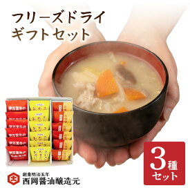 【ふるさと納税】西岡醤油フリーズドライギフトセット 味噌汁 お吸い物 009-G264 【 みそ汁 インスタント 3種×6食 18食 詰め合わせ 小分け 食べ比べ 味噌汁 お吸い物 伊万里牛 牛みそ汁 セット 贈答品 お手軽 自宅用 ふるさと納税 味噌汁 インスタント フリーズドライ 】