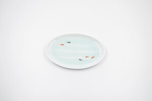 【ふるさと納税】青白磁メダカ十草楕円皿 023-H1219